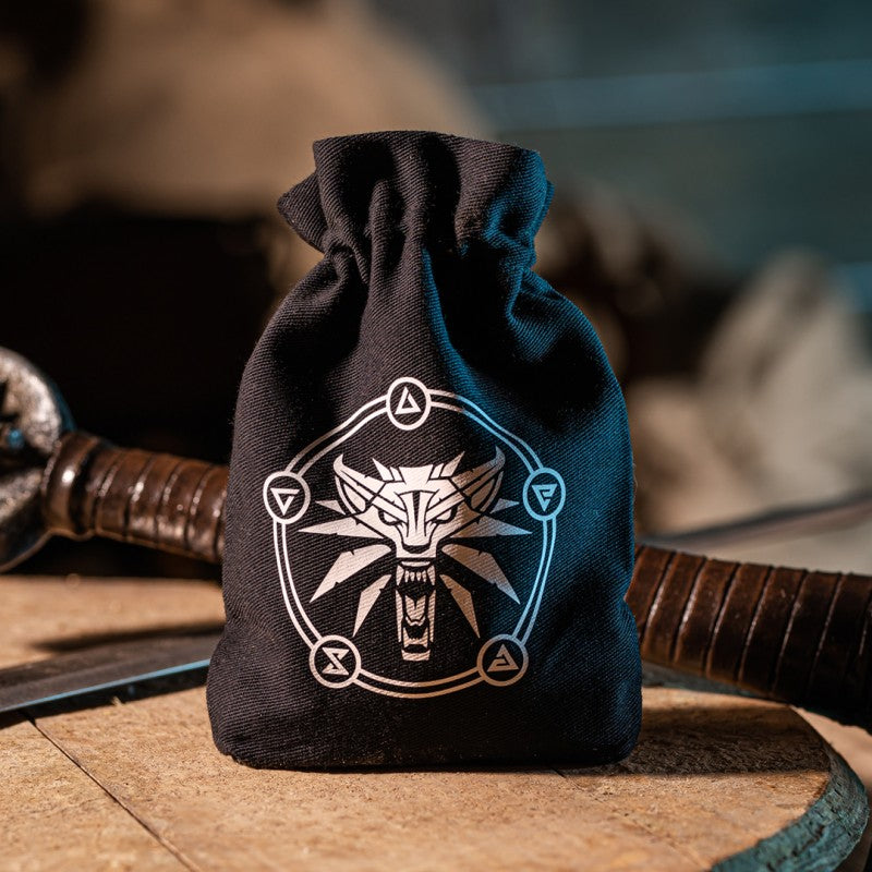 The Witcher Dice Pouch. Geralt - School of the Wolf, DND dice bag, DND dice set, dice goblin and critical critters