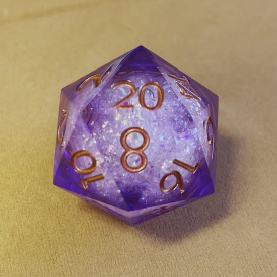 D20 sharp edge liquid core dnd dice set, for critical critters and dice goblins