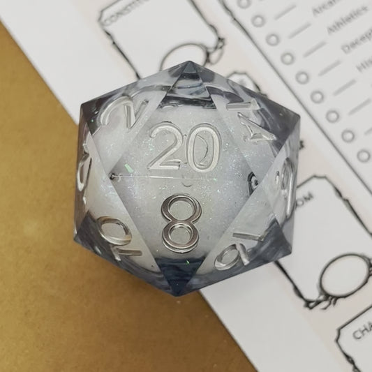 Chonky D20, large D20 liquid core for DND and other TTRPG role playing games and dice goblin collectors