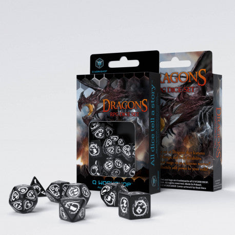 Dragons DND RPG dice set for dungeons and dragons, role playing games and dice goblin, critical critter collectors
