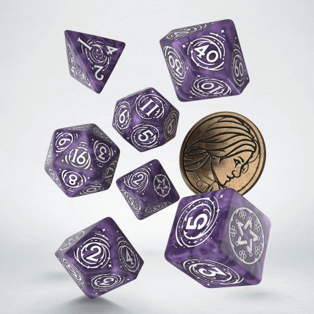 Witcher Dice Set - Yennefer Lilac and Gooseberry, uk dice store, math rocks, polyhedral dice