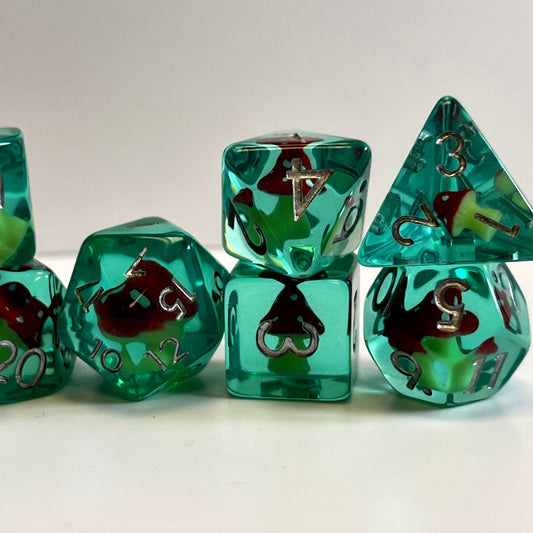 Mushroom dnd TTRPG dice set for role playing and dice goblins and dice dragons