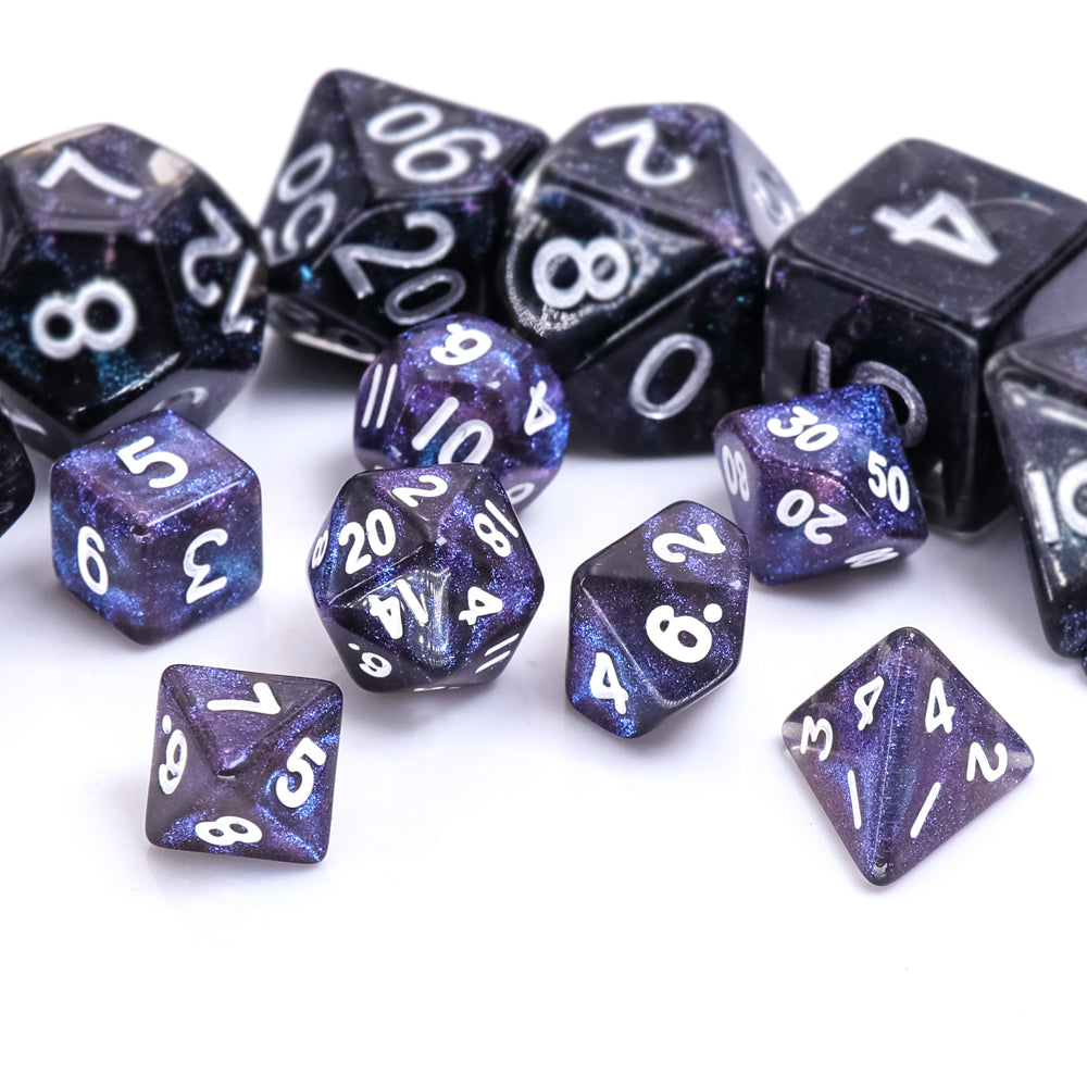 Blue and black mini dnd dice set, dnd dice set, math rocks, polyhedral dice, dice goblin