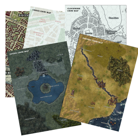 Free downloadable maps for Be Like A Crow solo role playing game, solo-rpg, solo rpg, journalling game