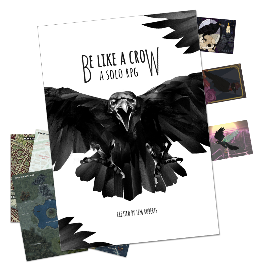 Be Like A Crow - solo RPG, uk D&D dice store, TTRPG, solo role playing games, solo-rpg, journalling game