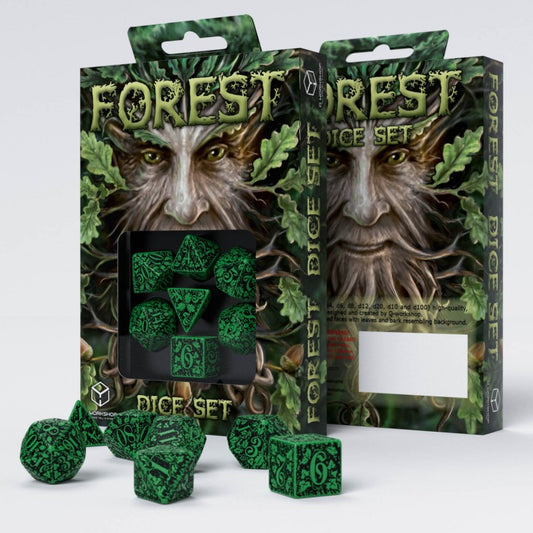 Forest 3D Green & Black - Q-Workshop -  RPG Dice Set, CritKit