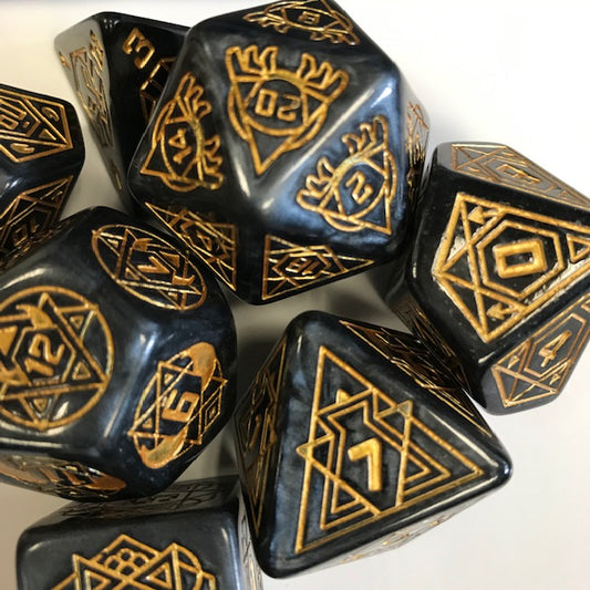 Chonky New Constellations - black dnd dice set, dice goblins, dice shop online