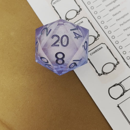 Liquid core D20 chonk for DND, dungeons and dragons, dice goblin and critical critter collectors