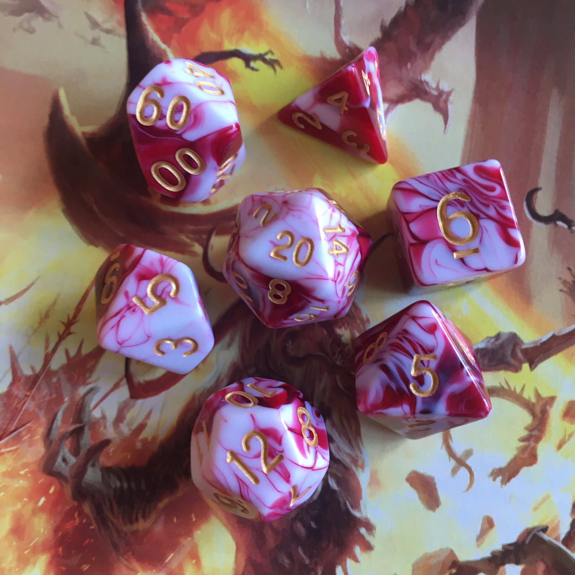 Swirls dnd TTRPG dice set for RPG role playing games and dice goblin collectors from a UK dice store