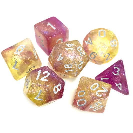 Rhubarb and Custard - Critical Kit dnd TTRPG dice set for role playing games and dice goblin collectors