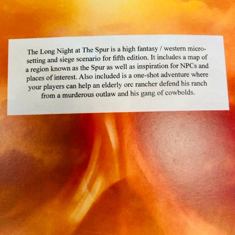 Long Night at the Spur, a 5E one shot adventure created by Tim Roberts, RPG, homebrew