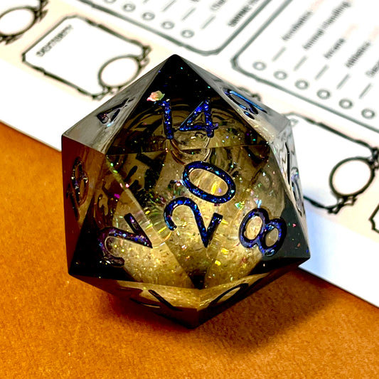 33mm sharp edge liquid core chonk, D20 chonk for DND, RPG and dice goblin collectors
