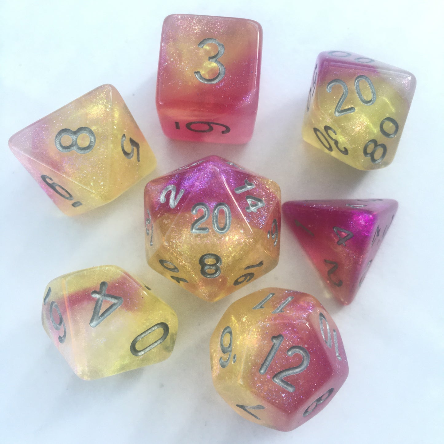 Rhubarb and Custard - Critical Kit dnd TTRPG dice set for role playing games and dice goblin collectors
