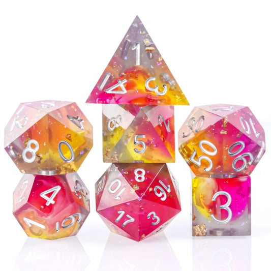 Sharp edge dnd dice set for TTRPG, role playing games and dice goblins