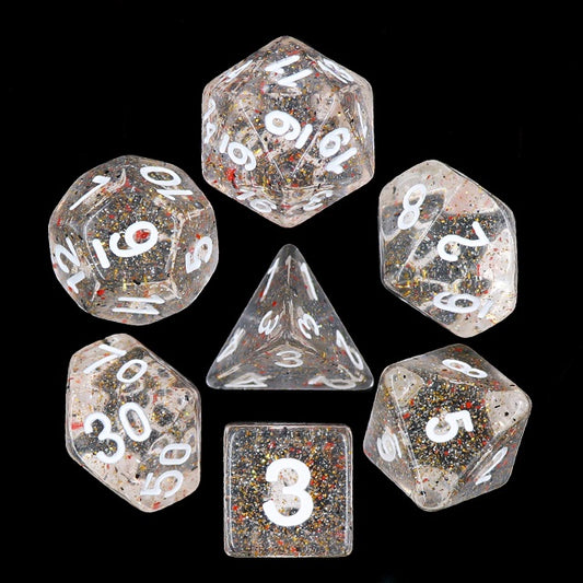 Little Stars DND dice set, shiny math rocks, polyhedral dice, uk dice store online