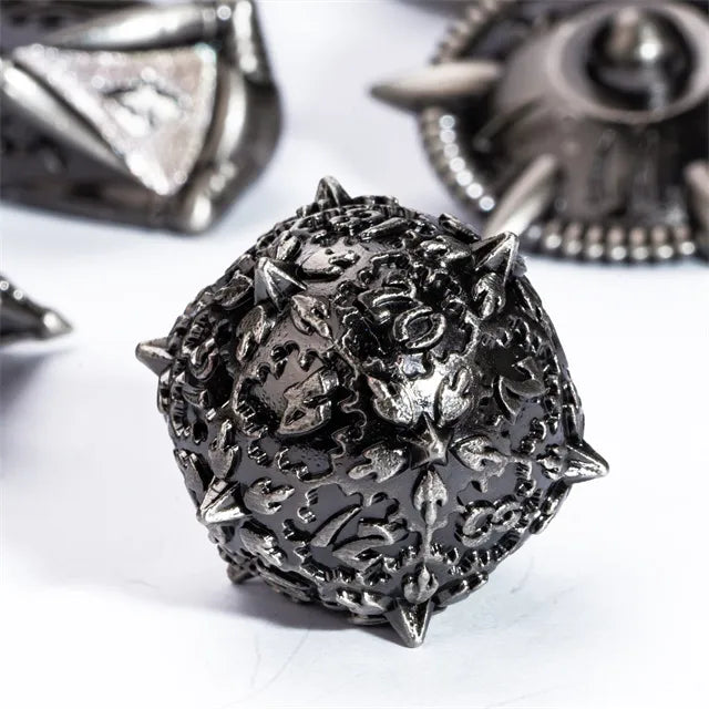 Metal dragon dnd dice set for role playing games and TTRPG, dice goblin collectors