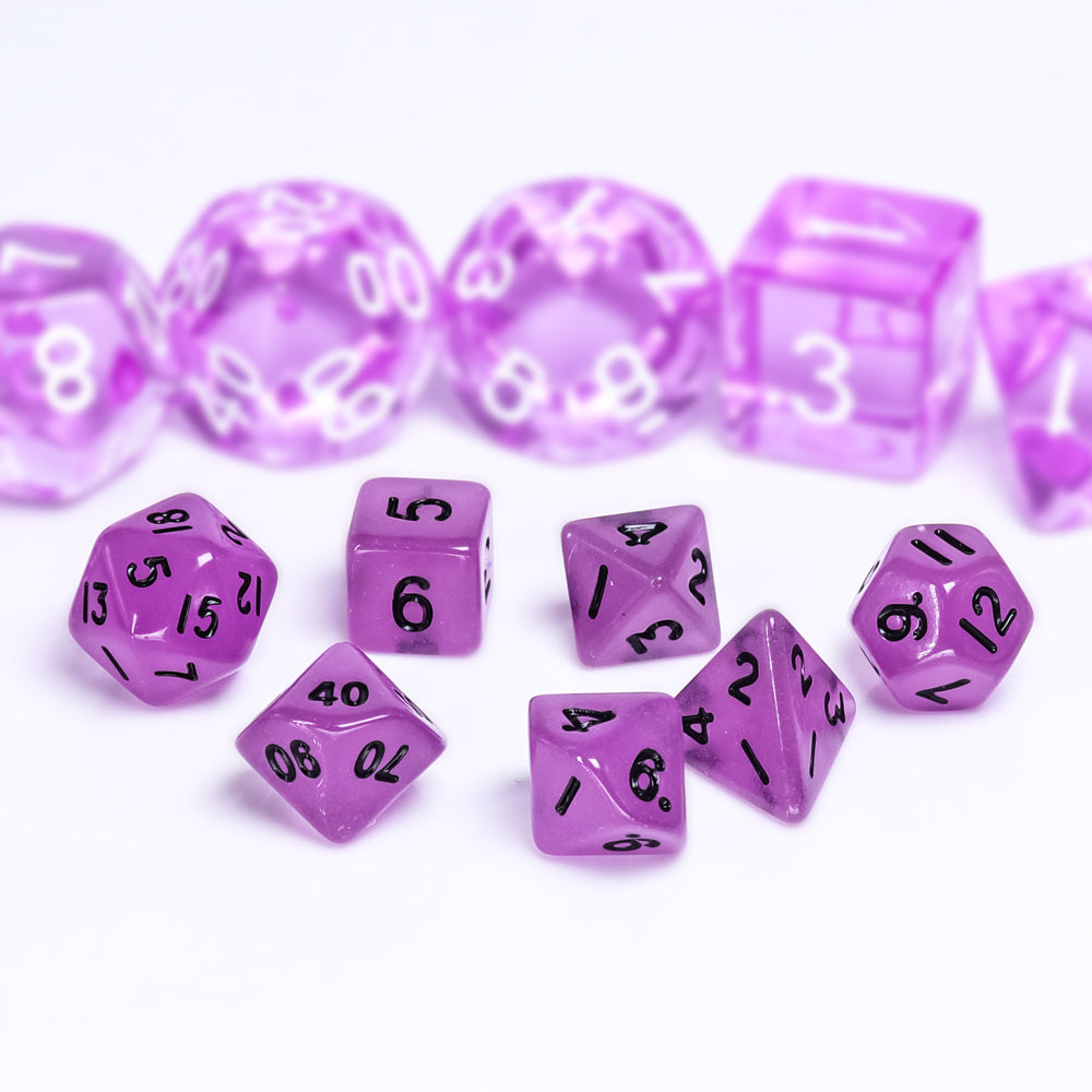 Mini DnD dice set, glow in the dark dice set, dice goblin