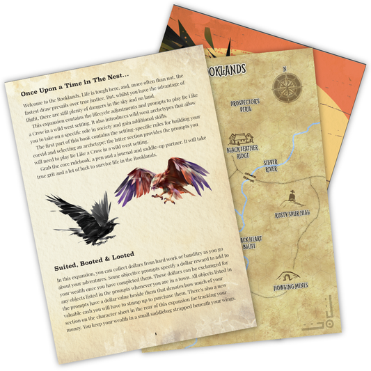 Fistful of Feathers a Western setting for Be Like A Crow solo RPG, solo-rpg, solo role playing game, journalling game