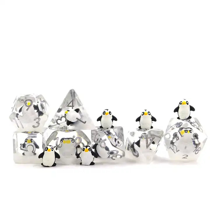 Penguin DND dice sets, D&D dice for TTRPG, role playing games and dice goblins