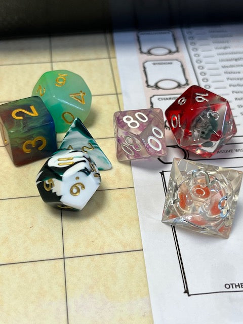 Random dnd dice sets, TTRPG dice set for role playing games and dice collectors from a UK dice store