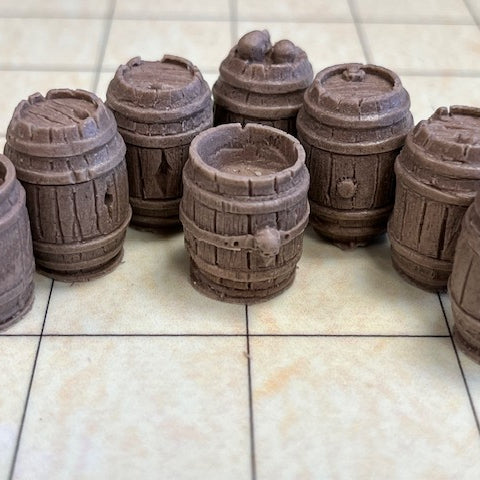 Scatter terrain, barrel drums pack of 8 for TTRPG role playing games