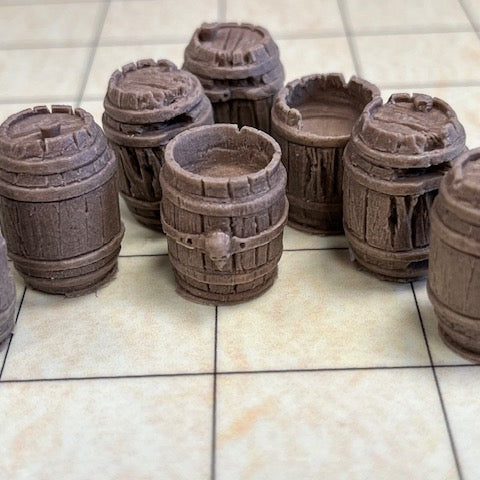 Scatter terrain, barrel drums pack of 8 for TTRPG role playing games
