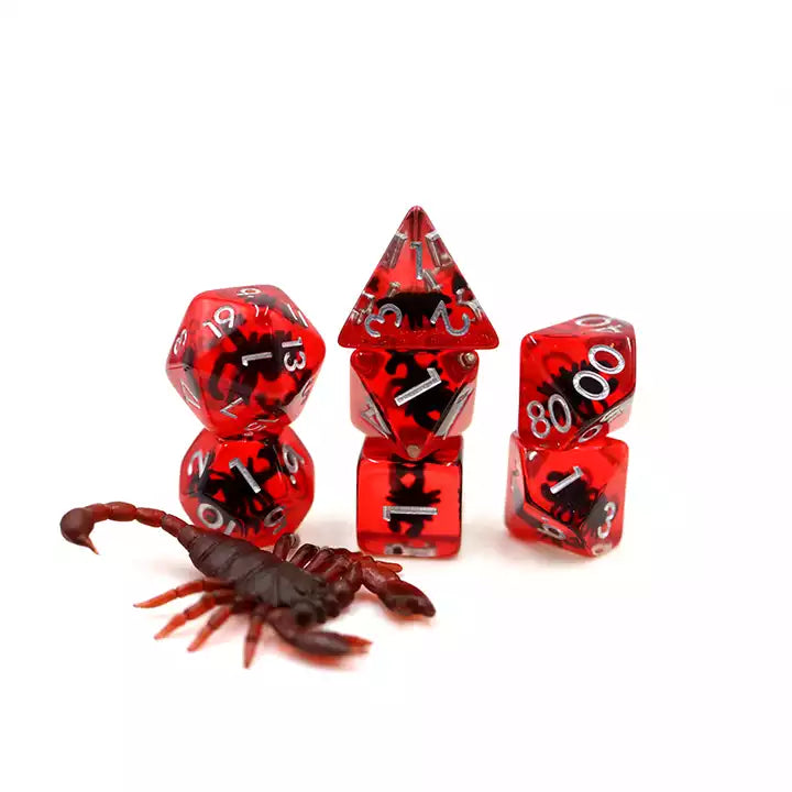 Scorpion DND dice set, D&D dice set, dnd dice sets, dice goblin, shiny math rocks