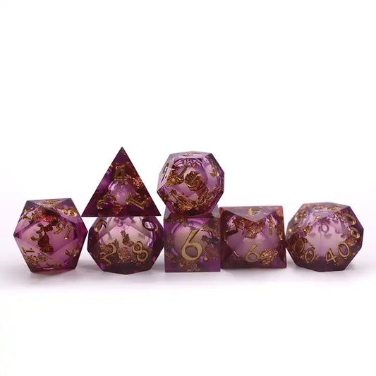 Trouble TTRPG liquid core sharp edged dice set for role playing and dice goblin collectors