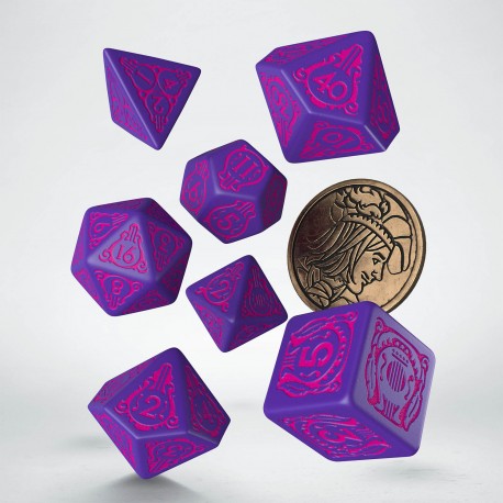 Witcher Dandelion D&D dice set, DND dice set, UK DND dice store, math rocks.