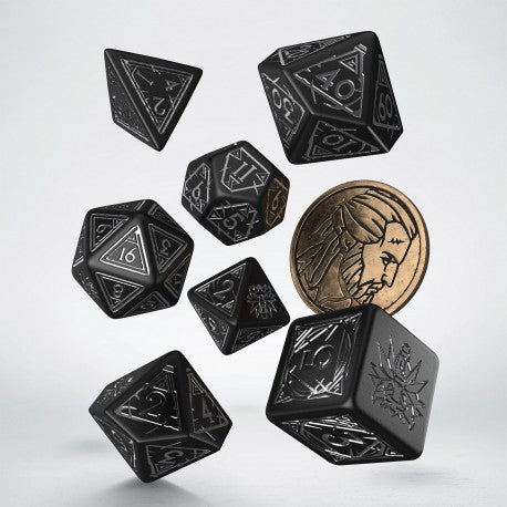 Witcher Dice Set - Silver Sword, uk dice store, math rocks, polyhedral dice