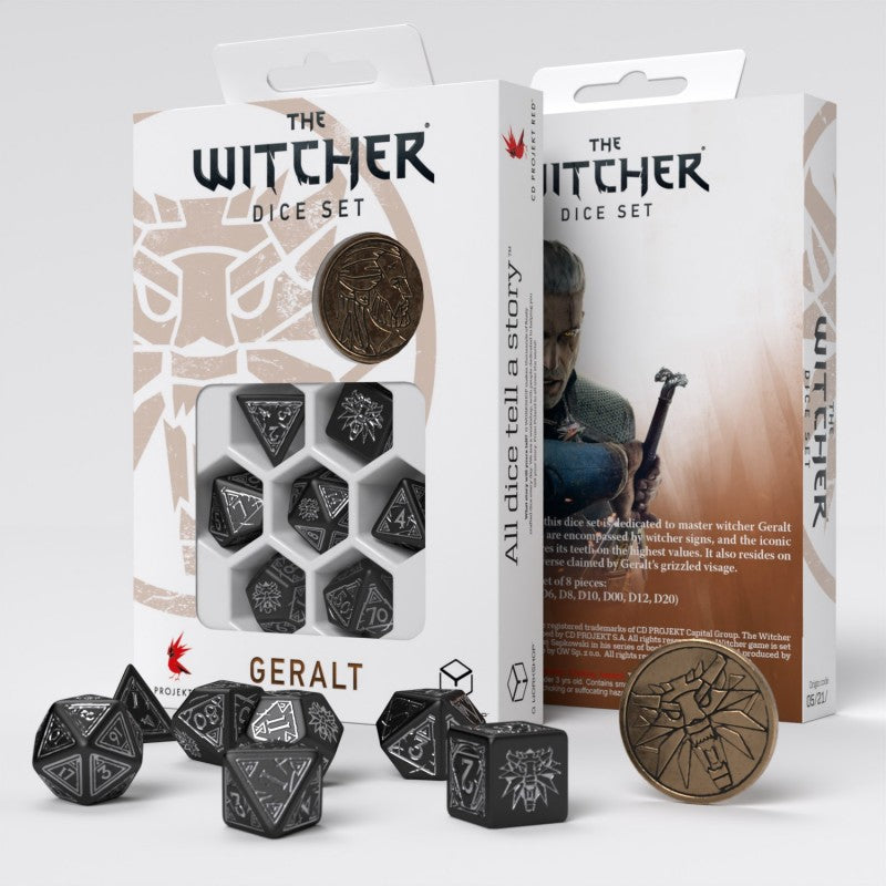 Witcher Dice Set - Silver Sword, uk dice store, math rocks, polyhedral dice